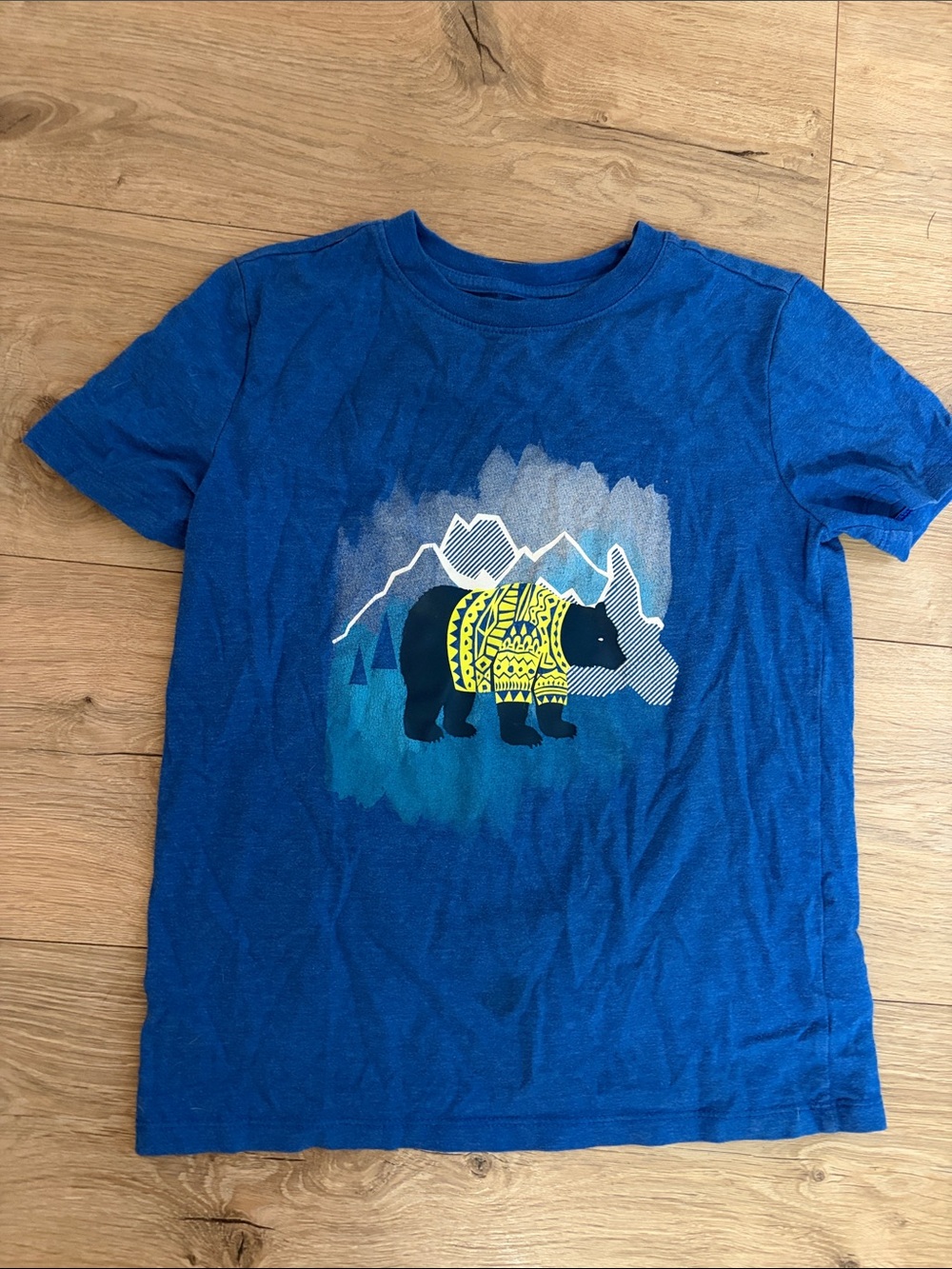 Cat & Jack Royal Blue Bear Graphic Tee with Yellow Sweater Detail